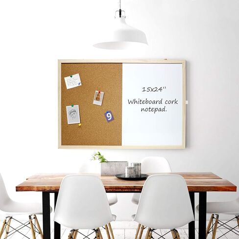 Combination Magnetic whiteboard and Cork Board, Perfect for Office, Home Decor, School Message board-15 inch x 24 inch in Kuwait