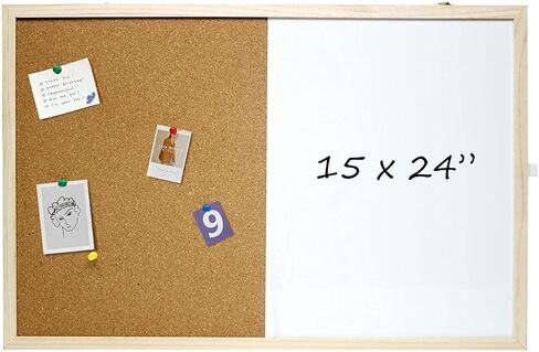 Combination Magnetic whiteboard and Cork Board, Perfect for Office, Home Decor, School Message board-15 inch x 24 inch in Kuwait