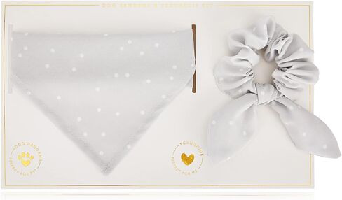 مجموعة من باندانا كاتي لوكستون منقطة للكلاب وربطة عنق متطابقة مكونة من قطعتين باللون الرمادي in Kuwait