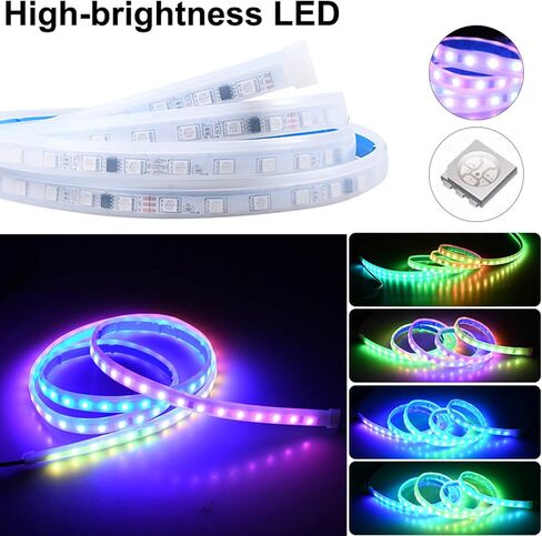 Jushope 71 Inches Car Hood LED Light Strips, Car Exterior Lights with Dreamcolor Chasing, Flexible RGB Daytime Running Light with Wireless APP and Remote Control, Waterproof LED Headlights for Car in Kuwait