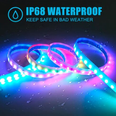 Jushope 71 Inches Car Hood LED Light Strips, Car Exterior Lights with Dreamcolor Chasing, Flexible RGB Daytime Running Light with Wireless APP and Remote Control, Waterproof LED Headlights for Car in Kuwait