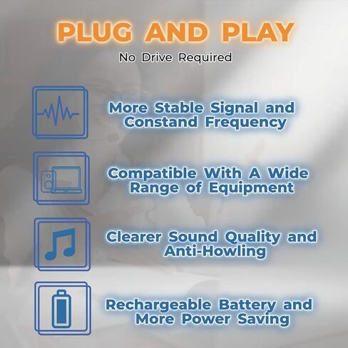 نظام ميكروفون لاسلكي، ميكروفون UHF على شكل طية صدر السترة/سماعة الرأس، متوافق على نطاق واسع، نطاق 160 قدمًا لمضخم الصوت، مكبرات صوت المسرح، التدريس عبر الإنترنت، مرشدين سياحيين، مدرب اللياقة البدنية (يدعم الكمبيوتر الشخصي/Mac/الكمبيوتر المحمول) (طية صدر ا in Kuwait