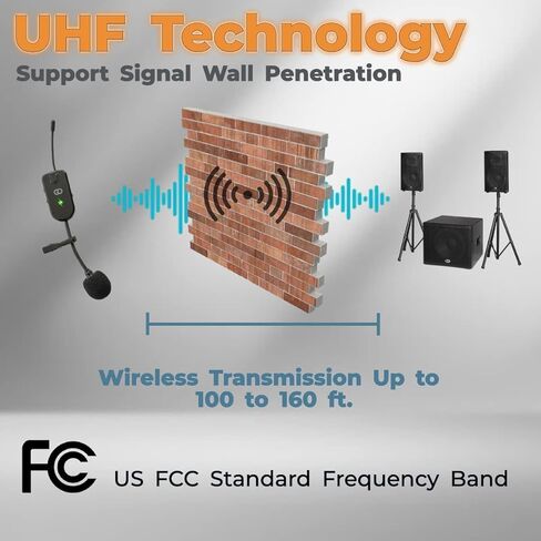نظام ميكروفون لاسلكي، ميكروفون UHF على شكل طية صدر السترة/سماعة الرأس، متوافق على نطاق واسع، نطاق 160 قدمًا لمضخم الصوت، مكبرات صوت المسرح، التدريس عبر الإنترنت، مرشدين سياحيين، مدرب اللياقة البدنية (يدعم الكمبيوتر الشخصي/Mac/الكمبيوتر المحمول) (طية صدر ا in Kuwait