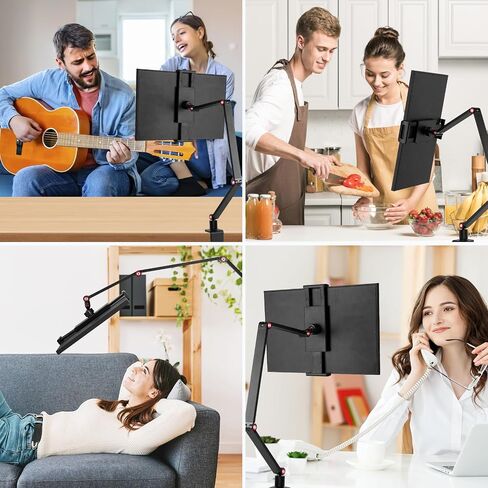 حامل حامل الكمبيوتر اللوحي لجهاز ipad، حامل حامل شاشة محمول 15.6 بوصة، 16 بوصة، حامل ضوء حلقة لكاميرا الويب مع قاعدة دوارة 360 درجة، يناسب هاتف 4.7-16 بوصة، كيندل، فاير اتش دي، نينتندو سويتش in Saudi Arabia