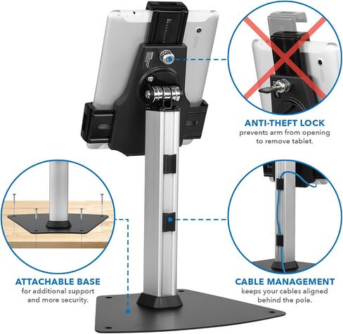 Mount-It! Secure Universal Tablet POS Kiosk with Wall Bracket Add-on | Locking Tablet Stand with Adjustable Clamp for iPad, iPad Air, Samsung Galaxy Tab, Surface Go & 7.9"- 10.9" Tablets - MI-3784 in Kuwait