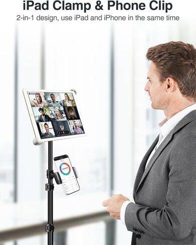 elitehood iPad Tripod Stand, Aluminum Alloy iPad Stand, 360 Rotation Adjustable Height iPad Stand Holder for Floor, Universal Compatible with iPad Mini, iPad Air, iPad and All 7.9-11 Inch Tablet in Saudi Arabia