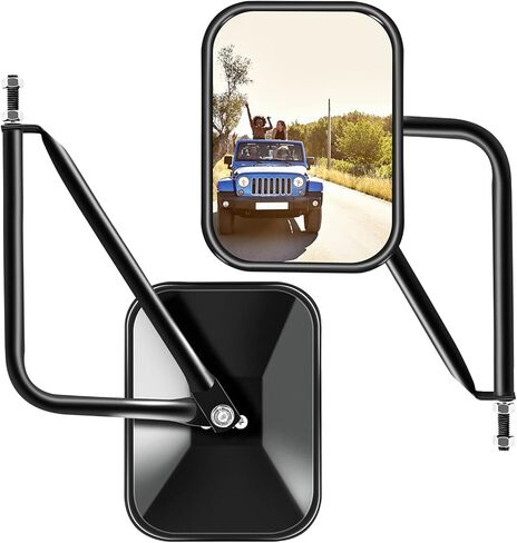 مرايا جيب Zmoon، مرايا للأبواب مغلقة لسيارة جيب رانجلر CJ YJ TJ JK JL وغير محدودة، مرآة مفصلية للباب سريعة التثبيت، مرايا رؤية جانبية مربعة للمغامرة، أسود محكم 2 حزمة in Kuwait