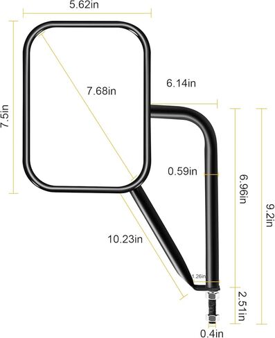 مرايا جيب Zmoon، مرايا للأبواب مغلقة لسيارة جيب رانجلر CJ YJ TJ JK JL وغير محدودة، مرآة مفصلية للباب سريعة التثبيت، مرايا رؤية جانبية مربعة للمغامرة، أسود محكم 2 حزمة in Kuwait