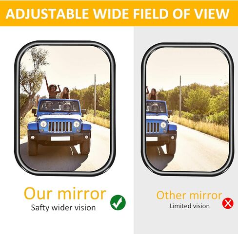 مرايا جيب Zmoon، مرايا للأبواب مغلقة لسيارة جيب رانجلر CJ YJ TJ JK JL وغير محدودة، مرآة مفصلية للباب سريعة التثبيت، مرايا رؤية جانبية مربعة للمغامرة، أسود محكم 2 حزمة in Kuwait
