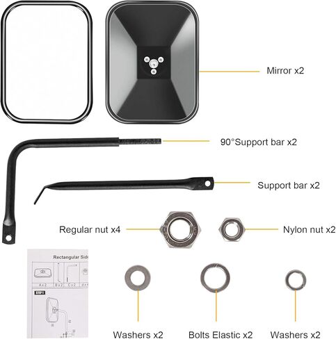 مرايا جيب Zmoon، مرايا للأبواب مغلقة لسيارة جيب رانجلر CJ YJ TJ JK JL وغير محدودة، مرآة مفصلية للباب سريعة التثبيت، مرايا رؤية جانبية مربعة للمغامرة، أسود محكم 2 حزمة in Kuwait