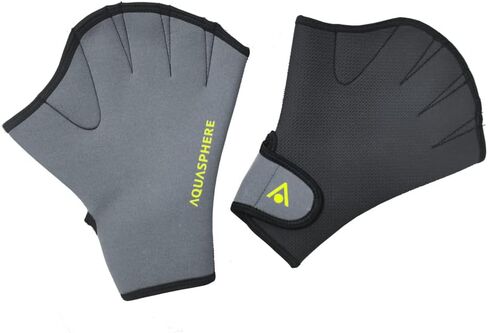 قفازات سباحة للجنسين من Aqua Sphere Neoprene - حزام قابل للتعديل، هيكل مريح، أصابع شبكية - معدات تمارين مائية مقاومة منخفضة التأثير - أصفر، صغير in Saudi Arabia