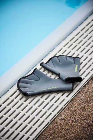 قفازات سباحة للجنسين من Aqua Sphere Neoprene - حزام قابل للتعديل، هيكل مريح، أصابع شبكية - معدات تمارين مائية مقاومة منخفضة التأثير - أصفر، صغير in Saudi Arabia