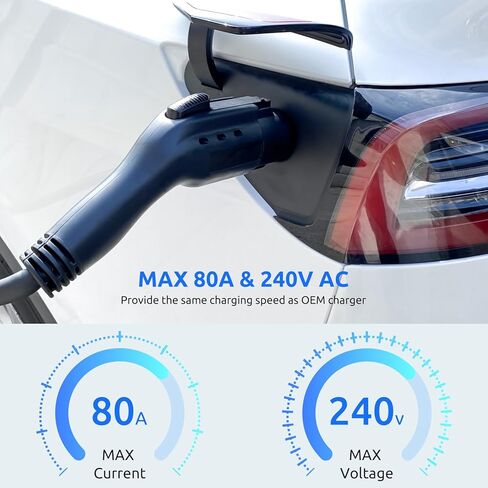 محول شحن Hczrc J1772 إلى Tesla 80AMP /250V AC، يناسب محطات الشحن Tesla Model 3 وY وX وS & Level 1/2 [شهادة السلامة]، إعداد سهل (محول شحن SAE j1772 لسيارات Tesla فقط) in Kuwait