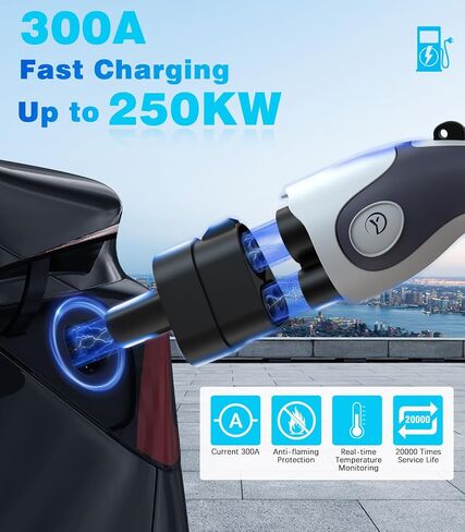 MoKo CCS1 to Tesla Adapter, 300A / 750V / Max 250KW DC Fast Charging Fit Tesla Model 3/Y/S/X, Compatible with Level 3 Fast Charging Station with CCS Plug in Saudi Arabia