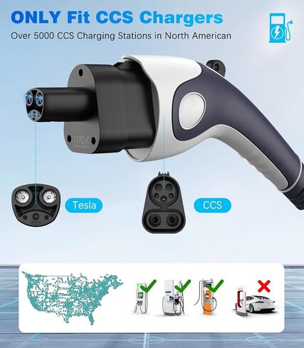 MoKo CCS1 to Tesla Adapter, 300A / 750V / Max 250KW DC Fast Charging Fit Tesla Model 3/Y/S/X, Compatible with Level 3 Fast Charging Station with CCS Plug in Saudi Arabia