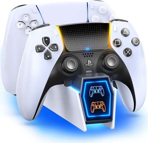 محطة شحن PS5 متوافقة مع Playstation 5 Edge ووحدة التحكم المزدوجة، ومحطة شاحن وحدة التحكم PS5 مع مؤشرات LED، وقاعدة شحن ملحقات PS5 Slim، وشاحن جهاز التحكم عن بعد PS5 مع كابل in Kuwait