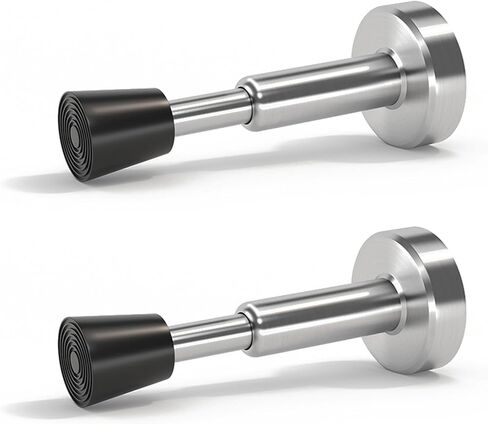 Door Stops Stainless Steel Door Stoppers with Hydraulic Shock Absorption, Natural Finish, Spring-Loaded, 4in Height Door Stop(1, Silver) in Saudi Arabia