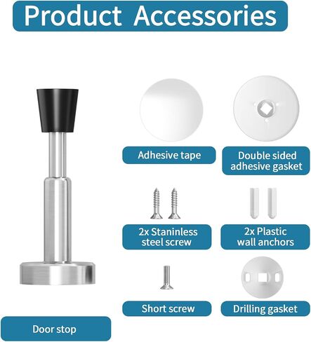 Door Stops Stainless Steel Door Stoppers with Hydraulic Shock Absorption, Natural Finish, Spring-Loaded, 4in Height Door Stop(1, Silver) in Saudi Arabia