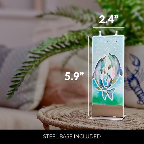 Flatyz Hand Painted Flat Candle| Unscented, Dripless, Smokeless, Decorative | Lighthouse | Double Wick with Metal Base | Unique Gift Idea and Home Décor Accent in Kuwait