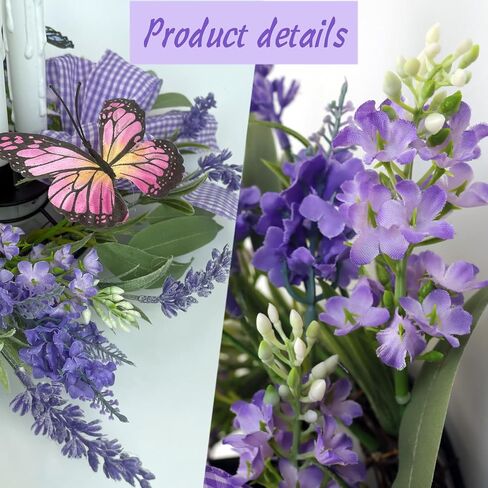 Eksen Fake Flower Centerpiece Table Decorations for Dining Room,Flameless Candles Centerpiece for Table,Artificial Lavender Flower Arrangement for Kitchen Farmhouse Living Room Spring Decor in Saudi Arabia