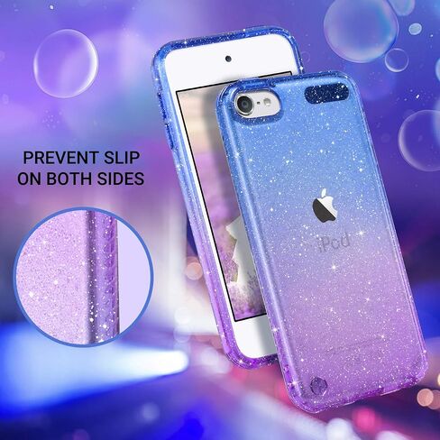 حافظة ULAK لامعة متدرجة شفافة لجهاز iPod Touch الجيل السابع/السادس/الخامس، حافظة هجينة رفيعة لطيفة للفتيات والنساء، غطاء ممتص للصدمات ناعم من مادة TPU مضاد للخدش لجهاز iPod Touch 7/6/5، أزرق + أرجواني in Kuwait