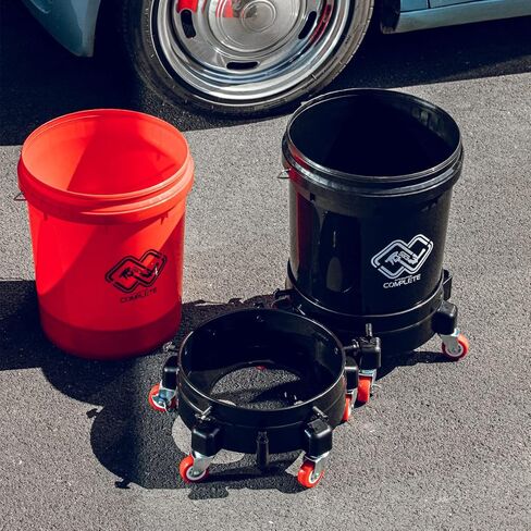 SGCB Pro 11.5 بوصة دلو دوللي، دلو دوار قابل للإزالة دوللي سهل الدفع 5 عجلات دوارة لتحريك 360 درجة دوران لدلاء 5 جالون نظام غسيل السيارات بتفاصيل مناورة أكثر سلاسة، أسود in Kuwait