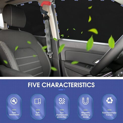 BOHAIPAN 4 Pcs Car Side Window Sun Shades, Magnetic Car Window Shade Sunshades Privacy Curtains, 100% Block Light, Suitable for Baby Sleeping, Camping UV and Privacy Protection in Kuwait