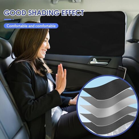 BOHAIPAN 4 Pcs Car Side Window Sun Shades, Magnetic Car Window Shade Sunshades Privacy Curtains, 100% Block Light, Suitable for Baby Sleeping, Camping UV and Privacy Protection in Kuwait