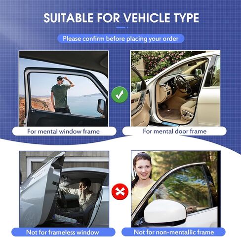 BOHAIPAN 4 Pcs Car Side Window Sun Shades, Magnetic Car Window Shade Sunshades Privacy Curtains, 100% Block Light, Suitable for Baby Sleeping, Camping UV and Privacy Protection in Kuwait