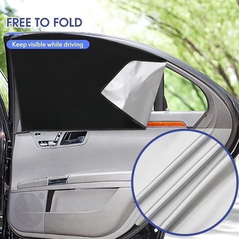BOHAIPAN 4 Pcs Car Side Window Sun Shades, Magnetic Car Window Shade Sunshades Privacy Curtains, 100% Block Light, Suitable for Baby Sleeping, Camping UV and Privacy Protection in Kuwait