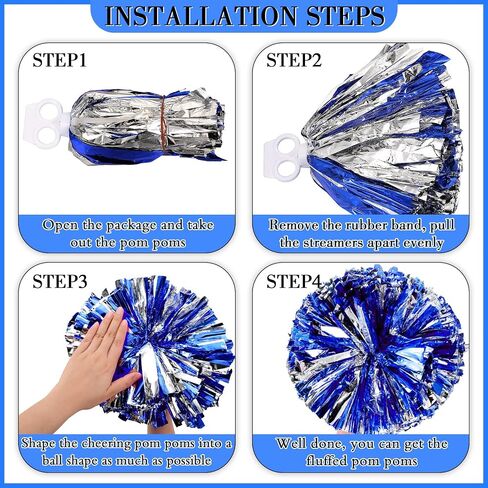 Hanaive 3 Pcs Cheerleading Pom Poms and Large Cheerleader Hair Bow for Girl Metallic Cheer Pom Poms for Teen Dance in Saudi Arabia