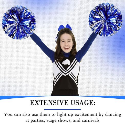 Hanaive 3 Pcs Cheerleading Pom Poms and Large Cheerleader Hair Bow for Girl Metallic Cheer Pom Poms for Teen Dance in Saudi Arabia