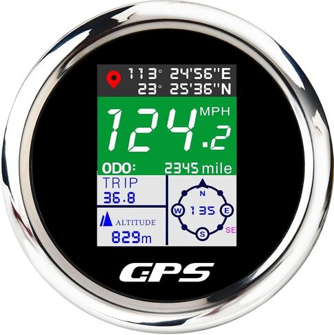 عداد السرعة GPS 85 مم 3-3/8 بوصة رقمي للقارب GPS عداد السرعة مقاوم للماء عقدة ميل في الساعة كم/ساعة قابل للتعديل لسيارة بحرية شاحنة دراجة نارية 9-32 فولت (أسود) in Kuwait