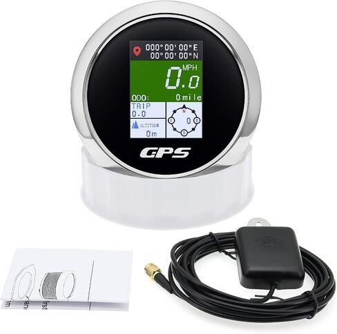عداد السرعة GPS 85 مم 3-3/8 بوصة رقمي للقارب GPS عداد السرعة مقاوم للماء عقدة ميل في الساعة كم/ساعة قابل للتعديل لسيارة بحرية شاحنة دراجة نارية 9-32 فولت (أسود) in Kuwait