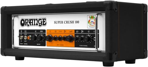 Orange Super Crush 100 W Solid-State Amp Head, Black Bundle with Pig Hog PCH10BK 10ft Black Woven Instrument Cable, Power Cable & Liquid Audio Polishing Cloth in Kuwait
