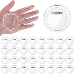 28 Pcs Photo Buttons 3 Inch Clear Button Pins Bulk for Picture, Custom Blank Buttons Pins, Acrylic Button Making Kit DIY Make Your Own Buttons Badge Maker