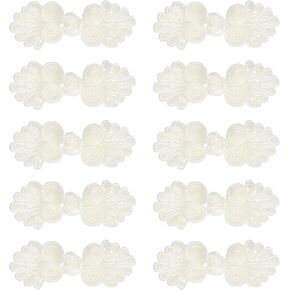 uxcell 10 Set Chinese Closure Buttons Chinese Knots Frog Buttons Handmade Sewing Fasteners for Tang Suit Scarf Coats Sweater Cloak Costumes Outfit Sewing (Coffee, 60 x 20mm)