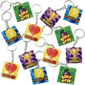 ArtCreativity Power Up Keychains، مجموعة من 12، سلاسل مفاتيح تحت عنوان اللعبة للأطفال بتصميمات متنوعة، لوازم حفلات ألعاب الفيديو وهدايا الألعاب، هدايا للأبطال الخارقين وألعاب الفيديو للأولاد والبنات