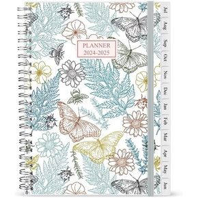 2024-2025 Planner - Weekly & Monthly Planner Runs from Jul 2024 to Jun 2025, 6" x 8.3", 12 Monthly Tabs, Inner Pocket, 2024-2025 weekly planner spiral bound Flexible Cover, Butterfly