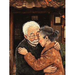 Kaliosy 5D Diamond Art Kits for Adults Elderly Couple by Number Kits, Diamond Painting Art Couple DIY Full Drill Crystal Craft Cross Stitch Embroidery Decoration (12x16 inch) 30x40 cm