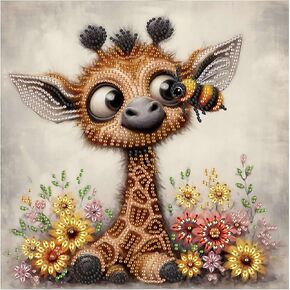 Sanjee 5D Special Shape Diamond Art Kits for Beginners, Cute Giraffe Diamond Painting Kits for Adults, Crystal Rhinestones Diamond Painting for Home Wall Decoration Gift, 12×12inch