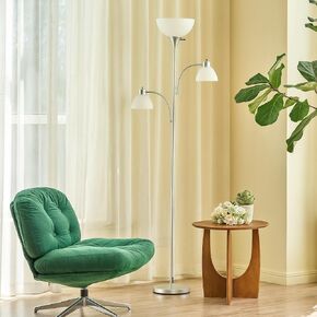 VONLUCE Torchiere Floor Lamp, 71" Standing Lamp with Adjustable Reading Lights & 2 Bulbs, 3 Color Temperatures Modern Tall Pole Lamp for Living Room Bedroom Corner, Black