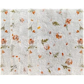 Handmade Thick Natural Flowers, Leaves Mulberry Paper Large Sheets 20x14 Inches Scrapbook Craft Card DIY Craft, Bouquets, Scrapbooks, Decorations, Wedding Gifts (Starburst Flowers/Leaves)