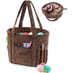 Crochet Bags and Tote Bags - Corduroy Wire Bags - Yarn Clips for Crochet - Functional Crochet Hook and Crochet Accessories Lots of Crochet Bags for Crochet Lovers, Thanksgiving Gifts