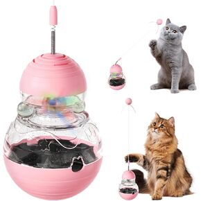 Cat Interactive Toys Engaging Wand, Slow Food Treat Dispenser, and Tumbler Design for Indoor Cats Durable, Non-Toxic, Ideal for Exercise and Boredom Relief Gift for Kitten, Purple