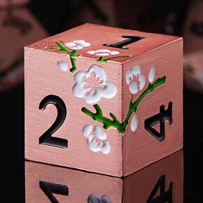 Flower Metal DND Dice Set 7 PCS Glitter Metallic DND Dice for Dungeons and Dragon Tabletop Game（Gold）