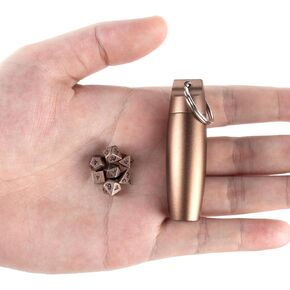 Golden Mini DND Dice Set, DND Metal Tiny Mini Small Dice Set with DND Keychain Dice Case, Durable Portable Mini DND Dice Set, DND Holder Case, DND Accessories Gift for Tabletop RPG Board Games