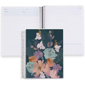 Erin Condren 7x9 Meeting Spiral Notebook, Meeting Layout with 80 Lb Paper, Bold Blooms Classic Cover, Meeting Notebook, Platinum Coil