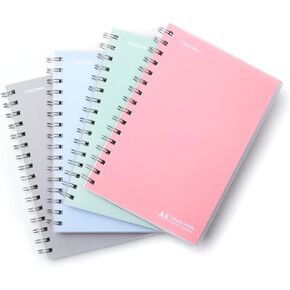 TWONE Math Notebook, Spiral Bound Graph Paper Book with 80 Sheets/160 Grid Paper, 5.5 x 8.25 Inches (4 Pack)