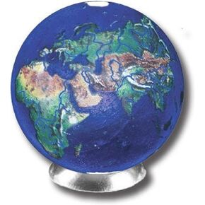 Blue Earth Marble With Natural Earth Continents, Recycled Glass By Shasta Vis...